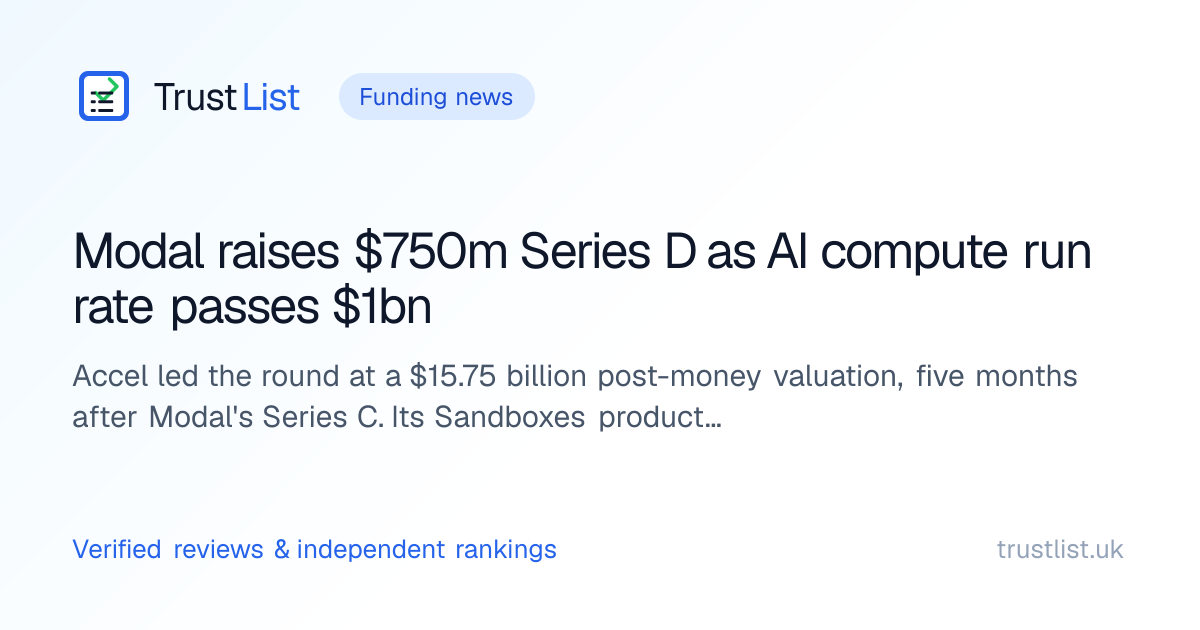 Modal raises $750m Series D as AI compute run rate passes $1bn - TrustList