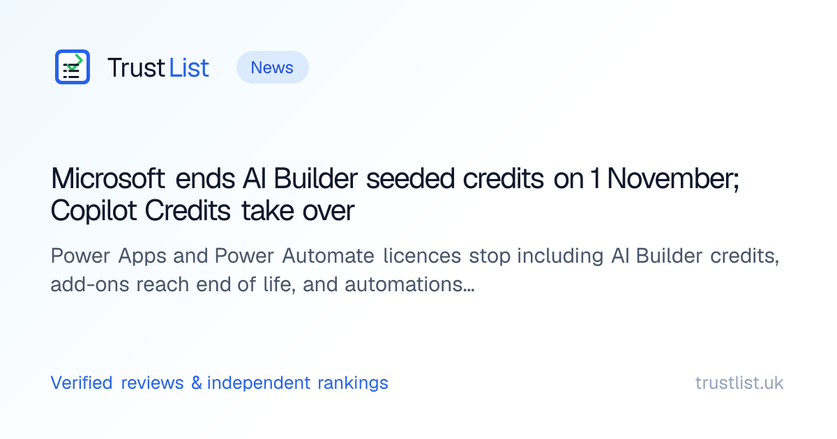 Microsoft ends AI Builder seeded credits on 1 November; Copilot Credits ...