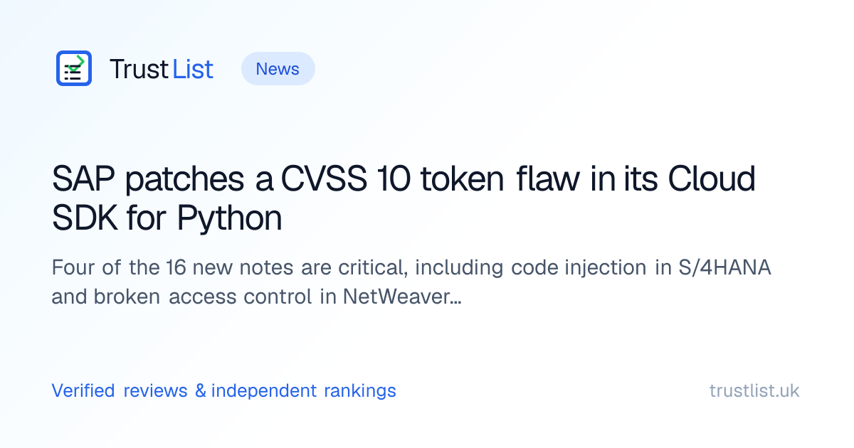 SAP patches a CVSS 10 token flaw in its Cloud SDK for Python - TrustList