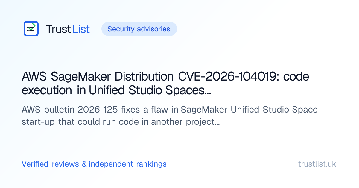 AWS SageMaker Distribution CVE-2026-104019: code execution in Unified ...